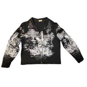 Cactus Embellished Italian Italy button jacket Lg black